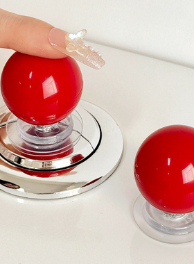 创意红色圆球马桶按压器按钮美甲厕所冲水神器马桶水箱按键加长杆