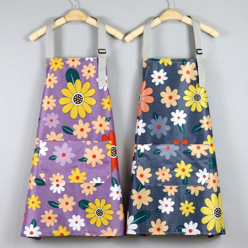 太阳花围裙防水防油可储物