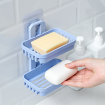 创意免打孔肥皂盒卫生间沥水壁挂香皂盒铡室置物架吸盘双层肥皂架