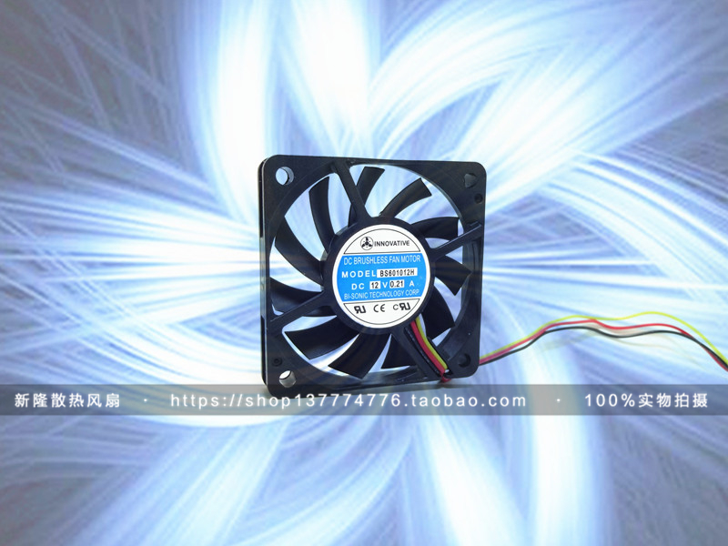 原装 百瑞BI-SONIC BS601012H B 12V 0.21A 6CM 6010 3线散热风扇