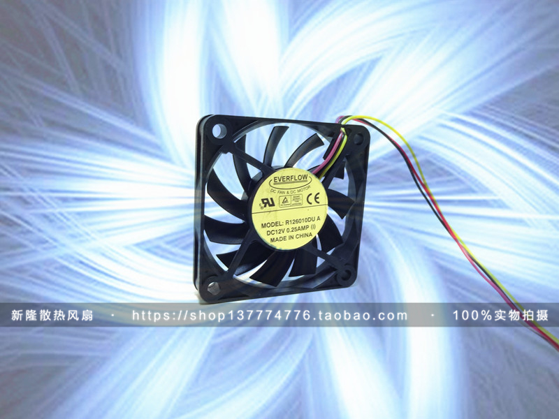 台湾 EVERFLOW R126010DU A 6010 6CM 12V 0.25A 3线 散热 风扇
