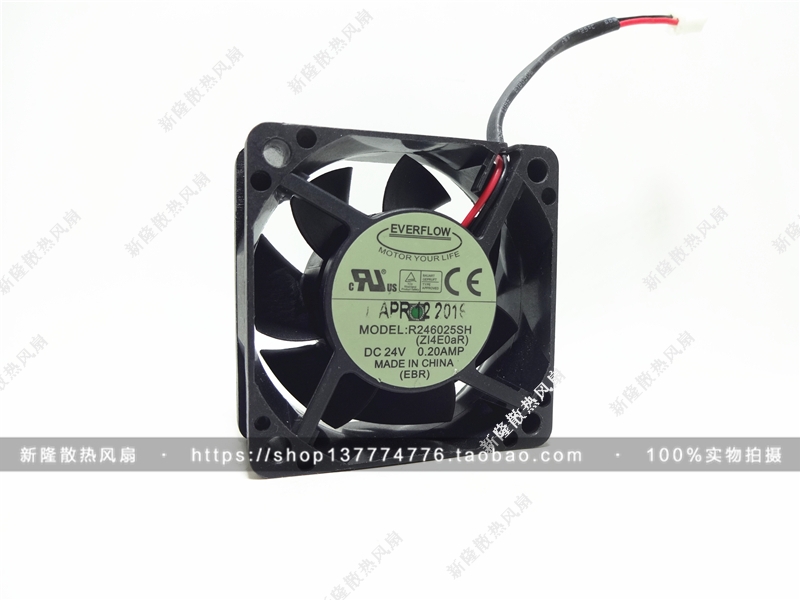 原装EVERFLOW 6025 24V 0.20A 6cm R246025SH 机箱变频器散热风扇