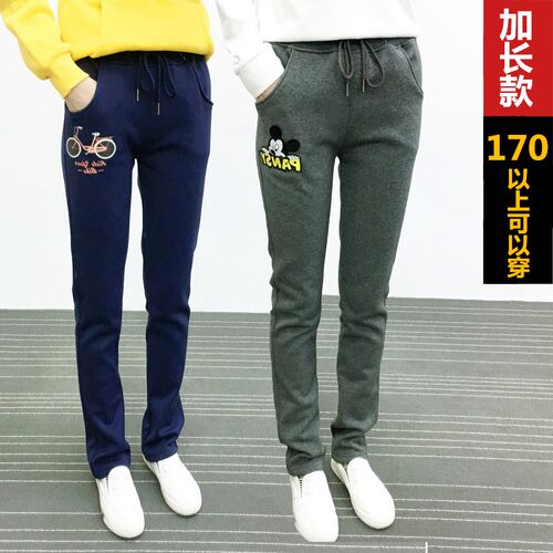 少女裤子初中生加绒加长运动裤