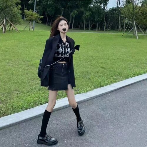 Thig-Hts天鹅绒压力袜JK