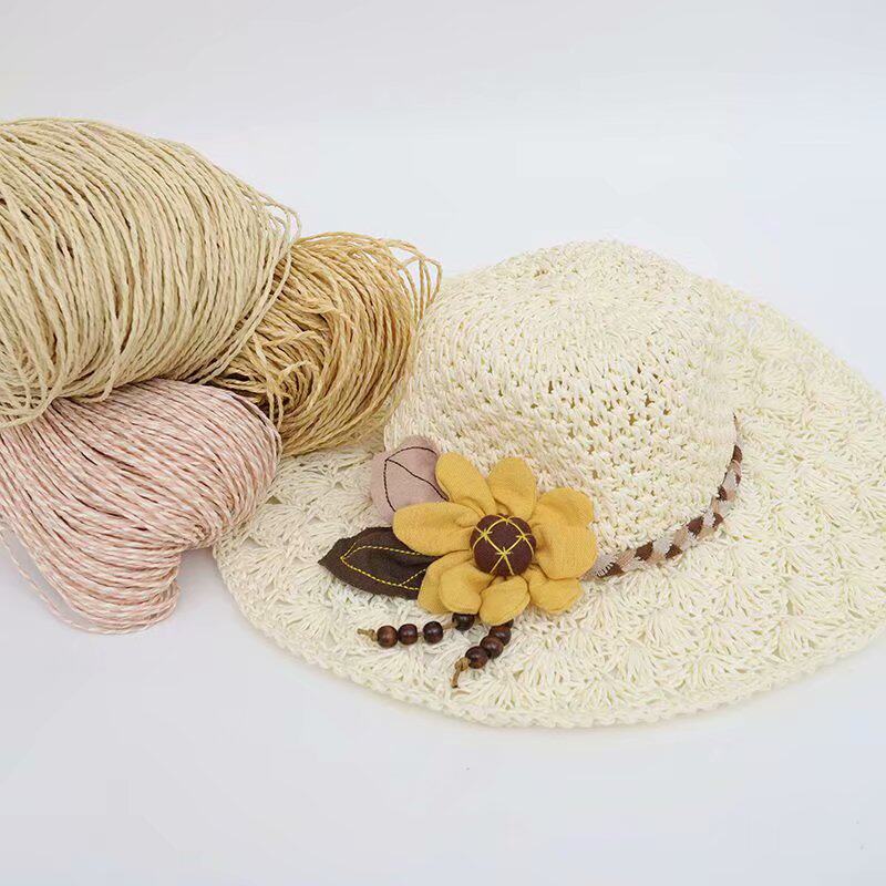 COTTON GRASS RAFFIA LINE HOOK BAG LINE HANDMADE DIY KNITTED CROCHET HOOK SUMMER HAT BAG WOOL RAFFIA STRAW HAT LINE