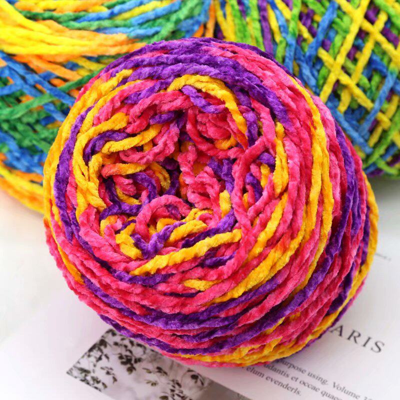 CHENILLE GOLD VELVET LUSTER VELVET CORAL FLEECE WOOLEN MENS AND WOMENS KNITTING SCARVES HAND-WOVEN DIY WOOLEN BUNCH HOOK SHOES