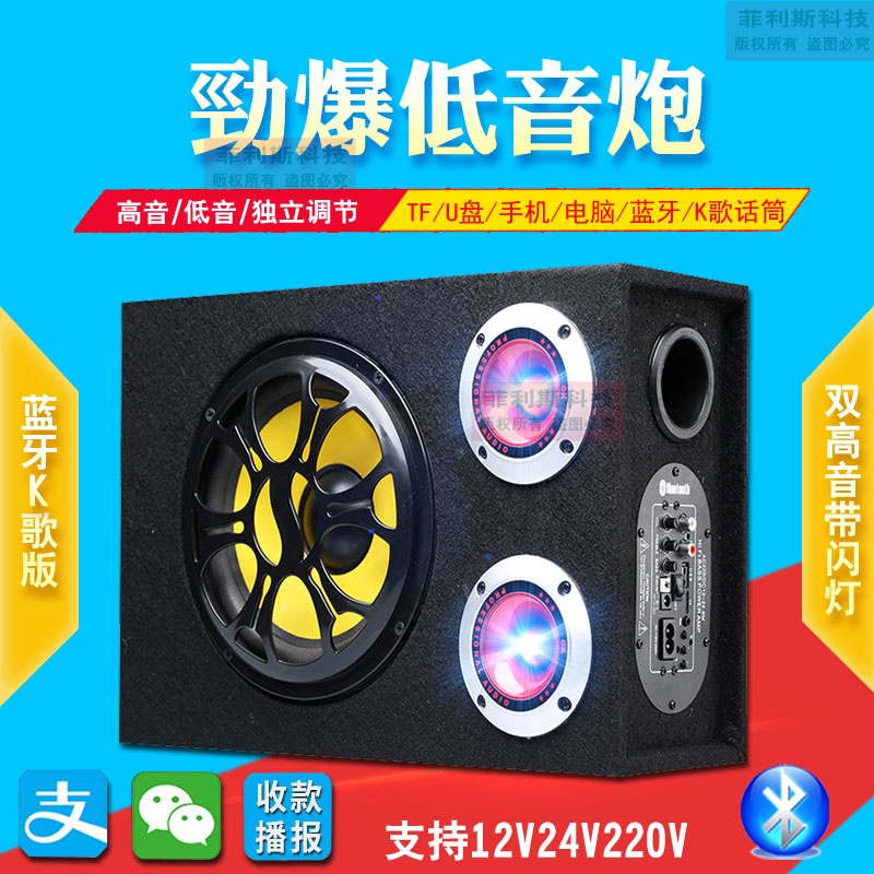 8/10寸双高音车载低音炮12v24伏汽车音响家用插卡手机蓝牙K歌音箱