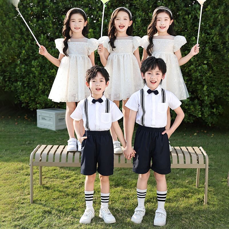 幼儿园园服夏季班服六一合唱演出服夏装英伦风夏天大班毕业照服装