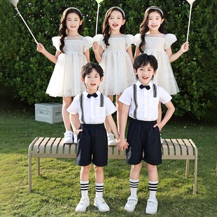 幼儿园园服夏季班服六一合唱演出服夏装英伦风夏天大班毕业照服装