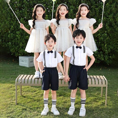 幼儿园园服夏季班服六一合唱演出服夏装英伦风夏天大班毕业照服装