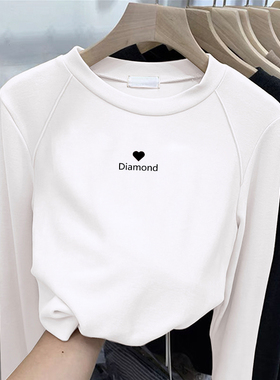 中大儿童德绒长袖t恤加厚秋冬装2025新款女童打底衫内搭上衣白色