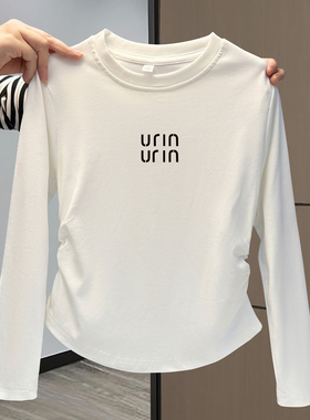 女大童纯棉长袖t恤短款秋装儿童学生女孩打底衫内搭修身上衣百搭