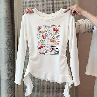 【精选童装】女童不规则长袖t恤