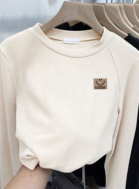 女大童德绒打底衫内搭圆领长袖T恤秋冬装儿童加厚一体绒保暖上衣