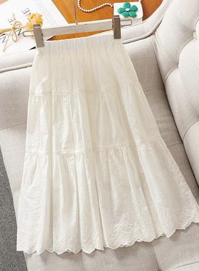 女童半身裙夏季儿童超仙公主裙2025新款小女孩洋气时髦蕾丝白色裙