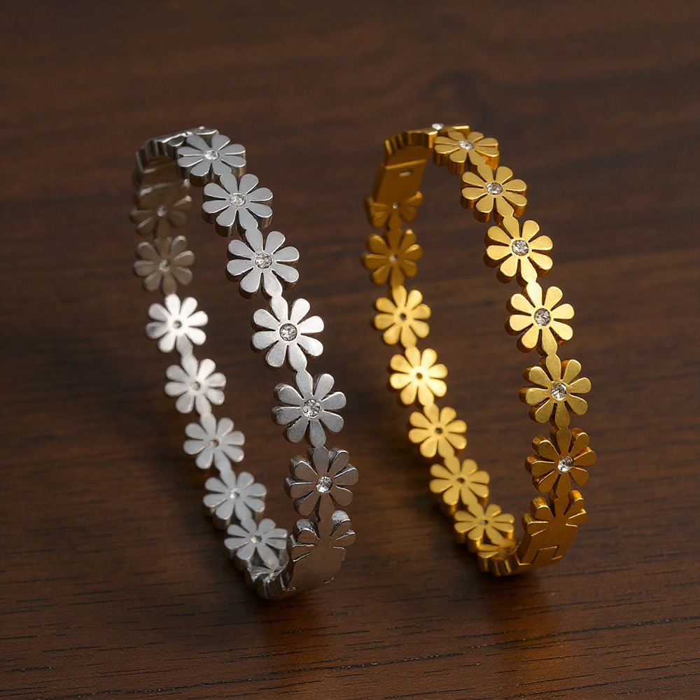 小雏菊不锈钢手镯女小众设计感