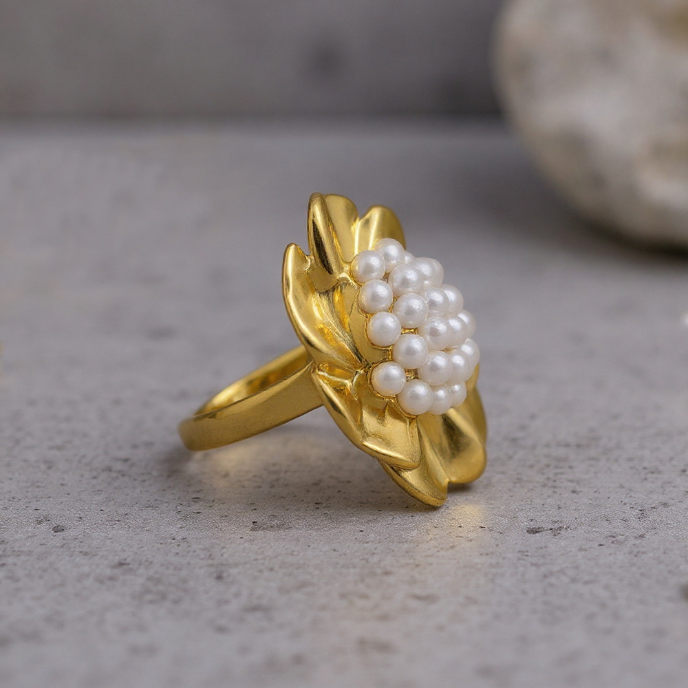 NVOXS欧美时尚金属花朵戒指女简约复古戒意设计开口可调节食指戒