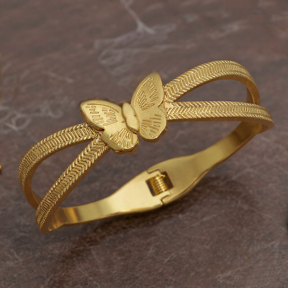 NVOXS原创设计金色蝴蝶开口手镯