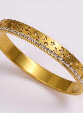 轻奢满天星钛钢手镯女镀金