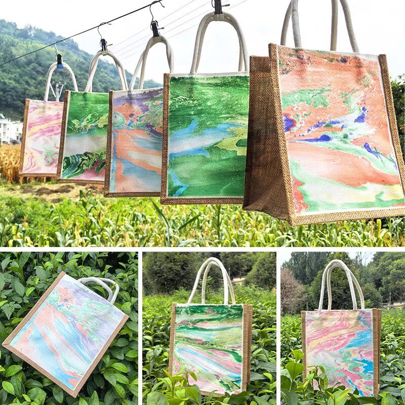 可漆染布袋定制DIY非遗漂漆白色帆布包上色大漆绘画空白包手提袋