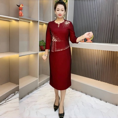 高端喜婆婆婚宴装旗袍年轻结婚妈妈婚礼礼服小个子气质大牌假两件