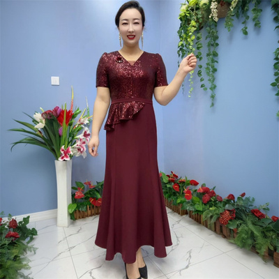 气质妈妈装高贵结婚旗袍喜婆婆婚宴敬酒服时尚鱼尾礼服长款连衣裙