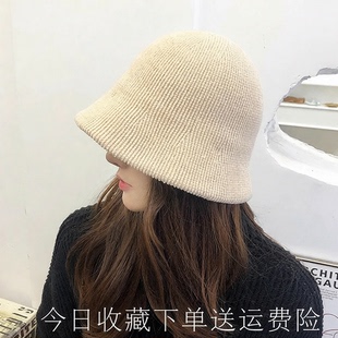 大头围渔夫帽女秋冬保暖帽子雪尼尔盆帽针织水桶帽冬季高级感