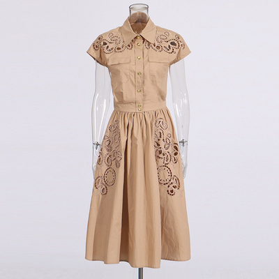 蕾丝镂空短袖衬衫A字半身裙套装