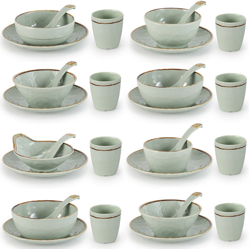 密胺餐具瓷酒店碗碟套装餐厅火锅摆台四件套塑料饭碗杯勺商用,餐饮具,碗,淘宝优惠券,粉丝福利购,淘宝优惠卷