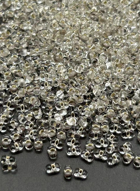 日本进口MGB星牌2x4mm透明灌银花生珠蝴蝶珠BB珠手工DIY串珠材料