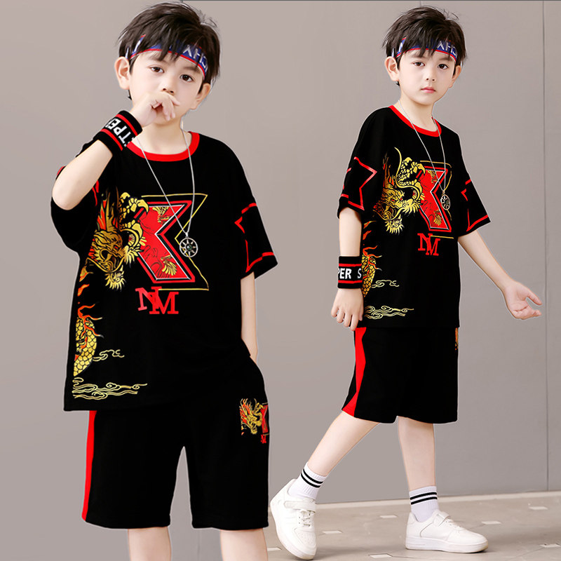 酷帅男童夏装套装2025新款帅气儿童t恤短袖男孩夏季街舞衣服国风,童装/婴儿装/亲子装,T恤,淘宝优惠券,粉丝福利购,淘宝优惠卷