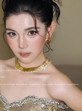Vintage中古欧美金色镶钻项链