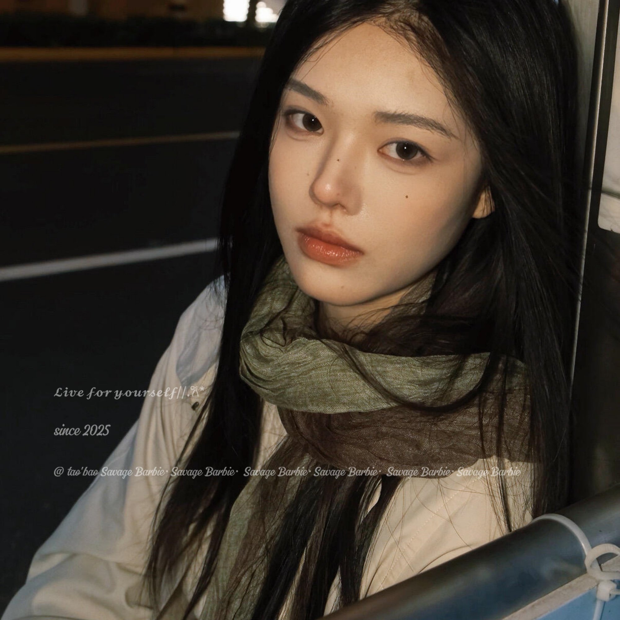 复古废土风棉麻褶皱围巾