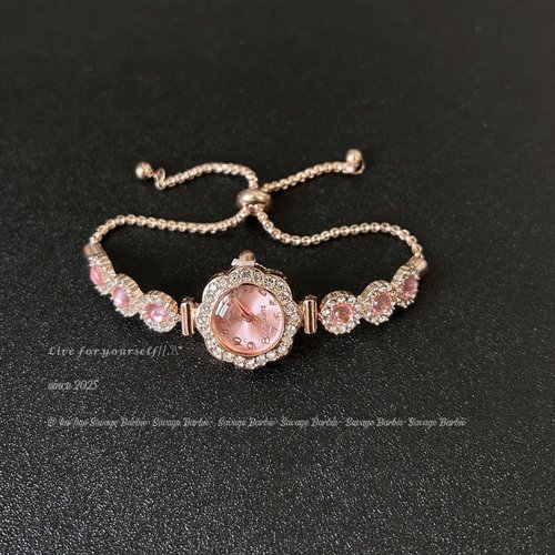 中古Vintage粉色满钻手表