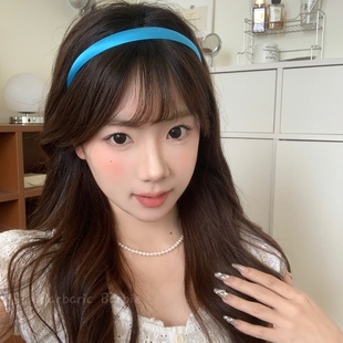 法式简约温柔绸缎蓝色发箍高级感气质小众头箍miu系洋气头饰发饰