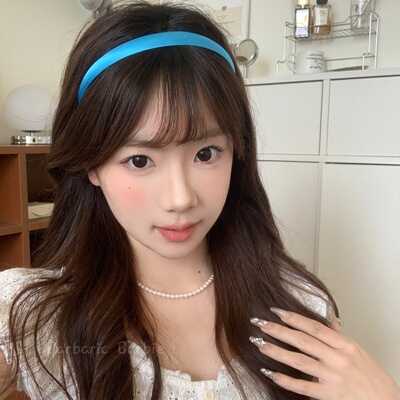 法式简约温柔绸缎蓝色发箍