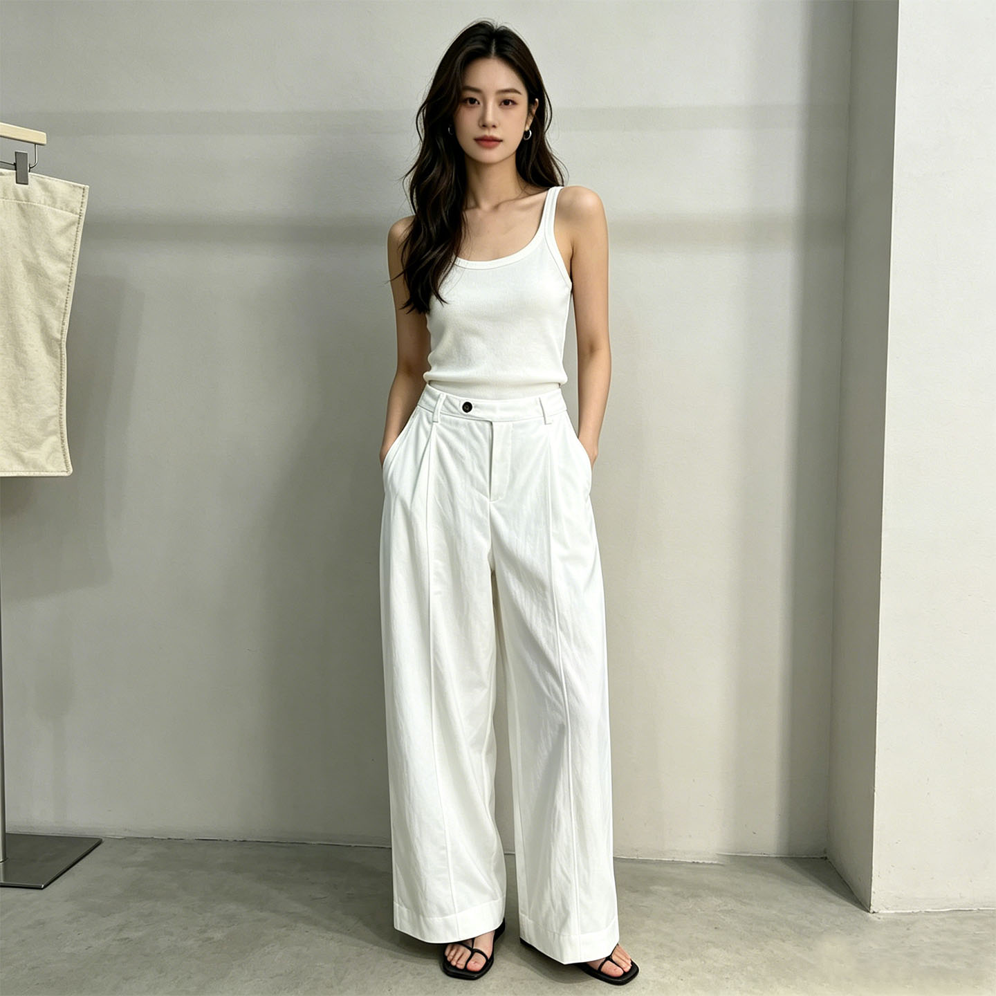 2026新款通勤宽松中高腰休闲女裤图片