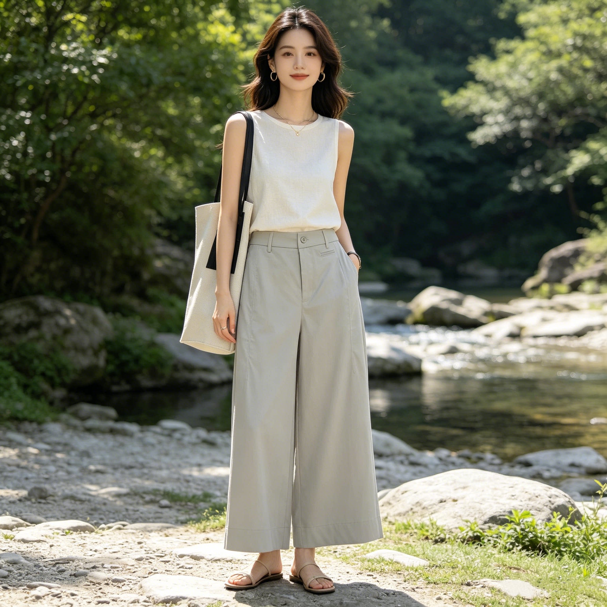 2026新款简约通勤中高腰九分裤女图片
