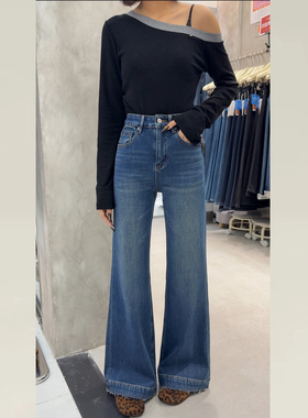 iez秋冬加绒牛仔裤子2025新款冬今年流行爆款不贴腿喇叭裤女92020