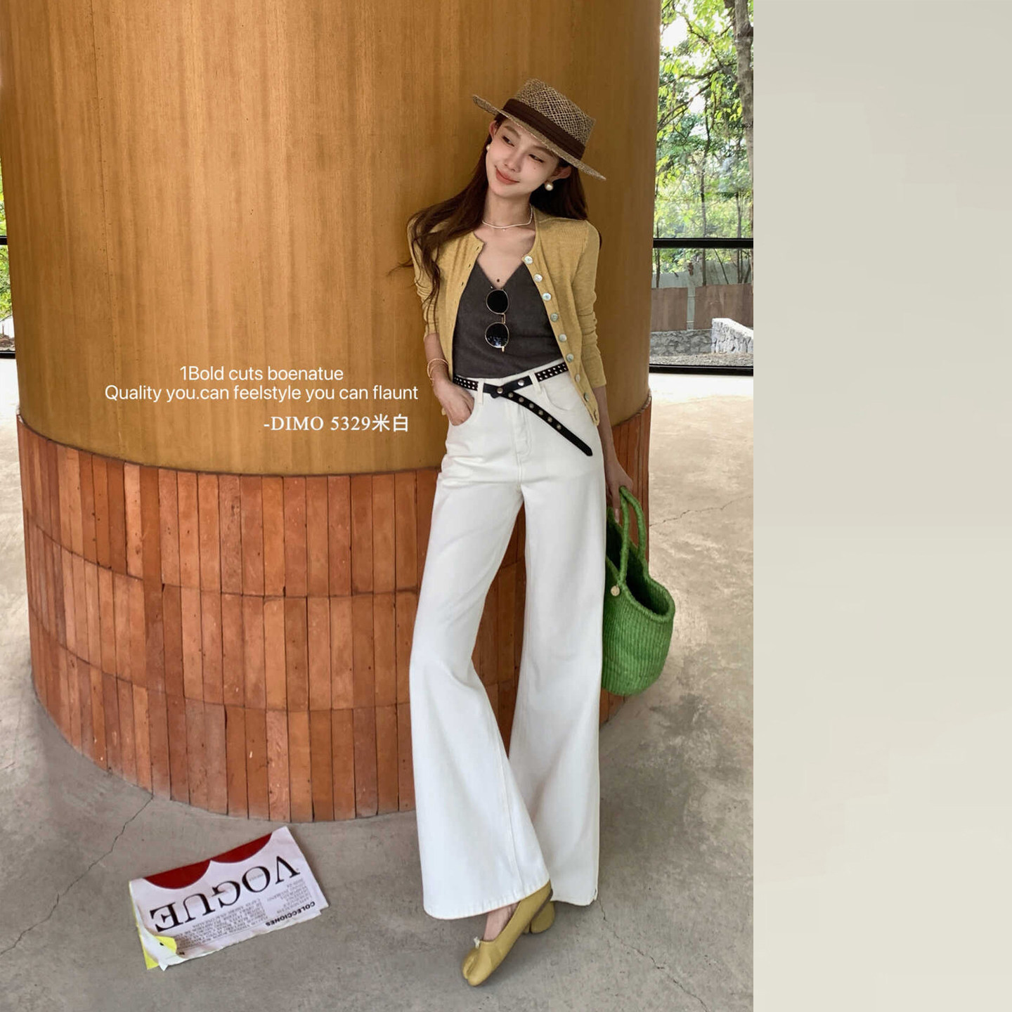 DIMO白色微喇牛仔裤女2026早春新款版型超好看的不贴腿喇叭裤5329,女装/女士精品,牛仔裤,淘宝优惠券,粉丝福利购,淘宝优惠卷