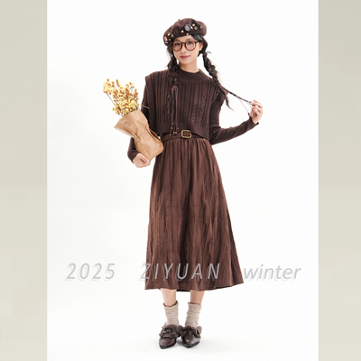 温柔高知穿搭法式连衣裙时尚套装