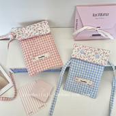 小白兔几拼接格子手机包斜挎包迷你竖款 小包杂物可调节单肩休闲包