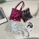 小白兔几冰花绒珠珠大容量单肩包洋气帆布包女士购物袋逛街手提包