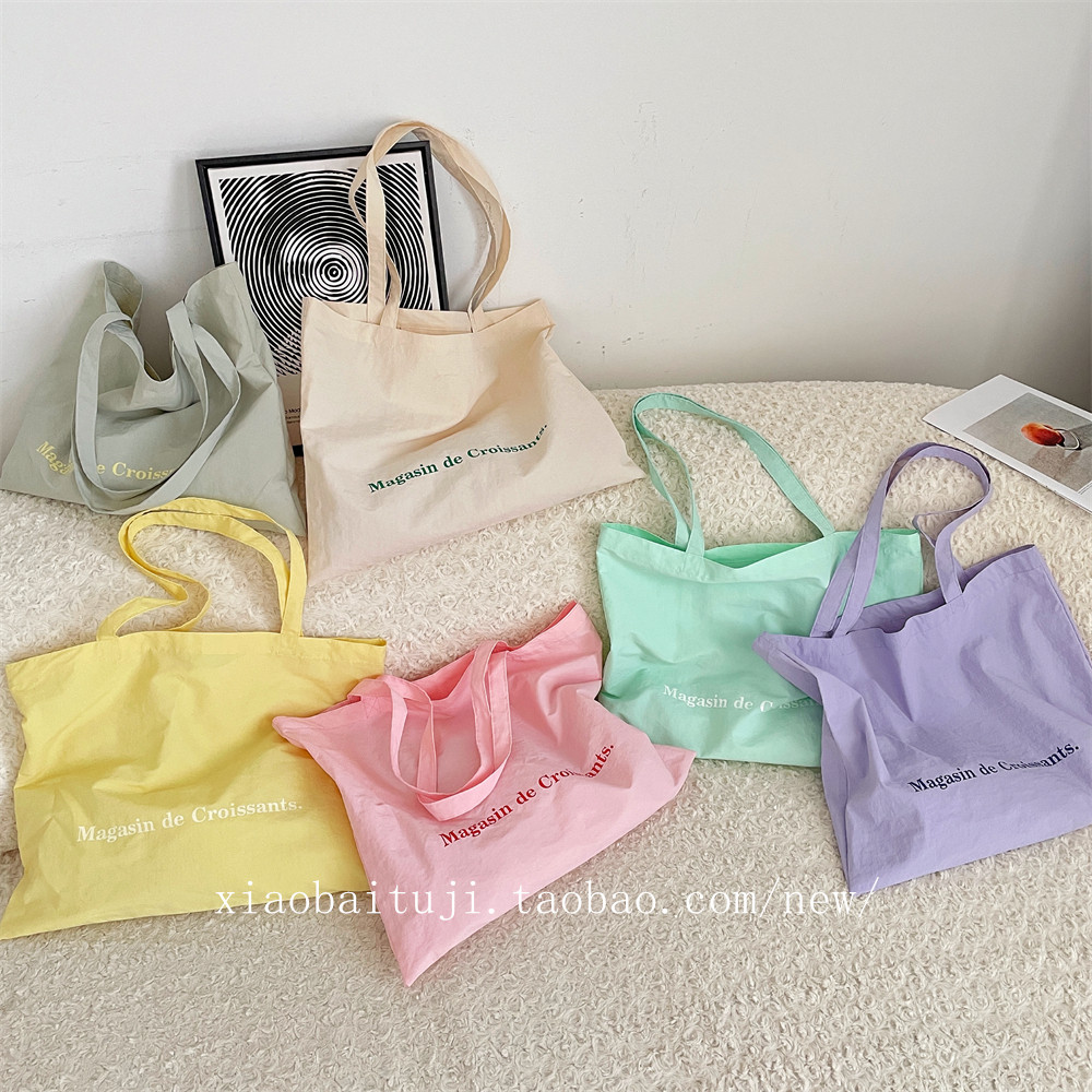 小白兔几大容量帆布托特包女包学生上课单肩包印花布袋包简约书包