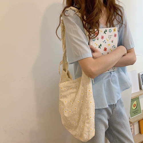 Летняя сумка на одно плечо, свежий шоппер, сумка через плечо, из хлопка и льна