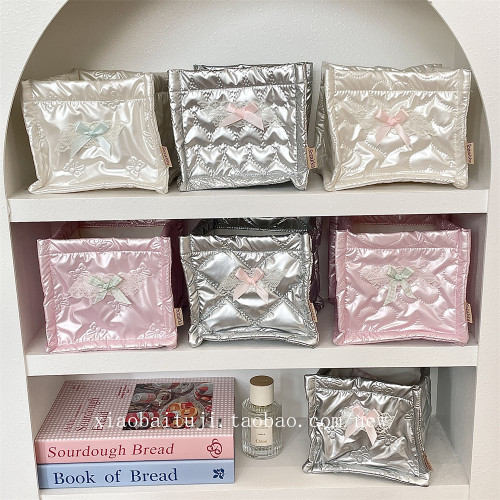 绗缝蝴蝶结收纳筐钥匙化妆品整理