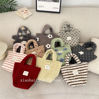 小白兔几 可爱百搭韩版ins毛绒手提包女冬季小款手提包杂物手拎包