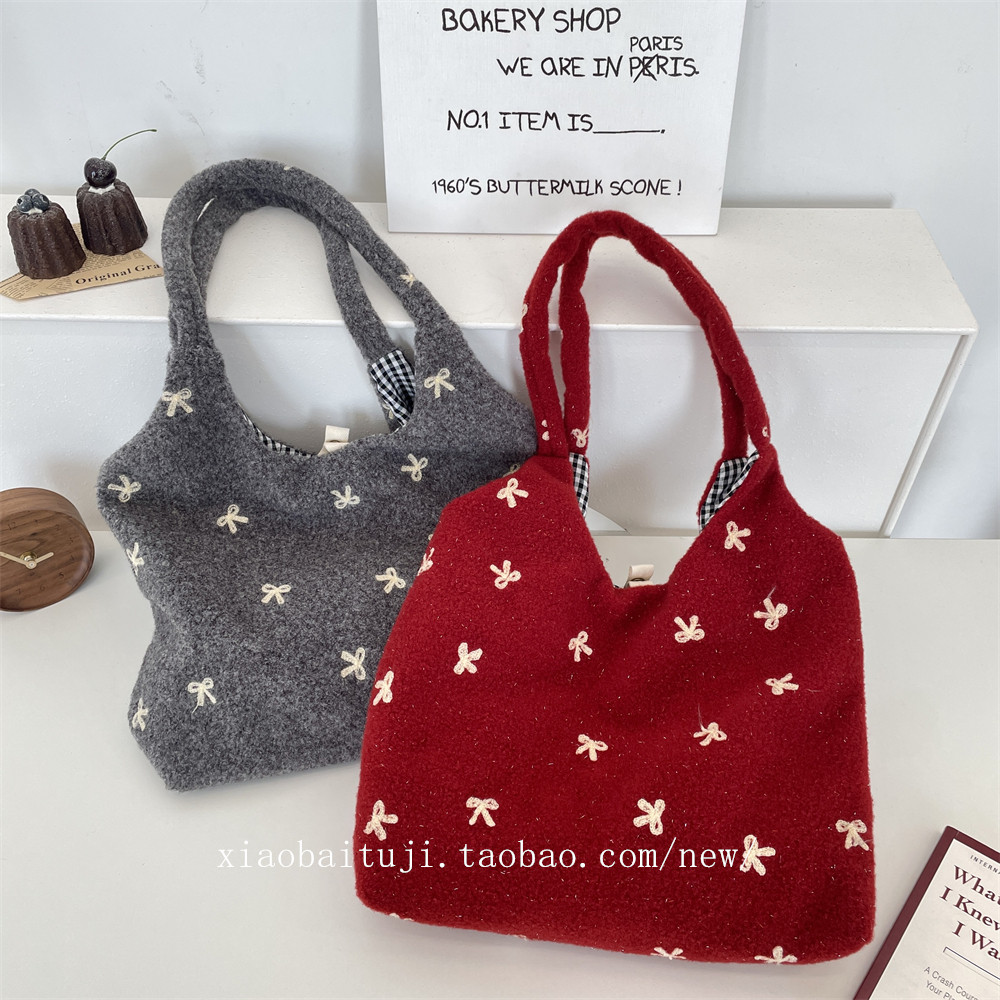 小白兔几新款刺绣蝴蝶结背心包女逛街托特包大容量通勤单肩帆布袋,箱包皮具/热销女包/男包,通用款女包,淘宝优惠券,粉丝福利购,淘宝优惠卷