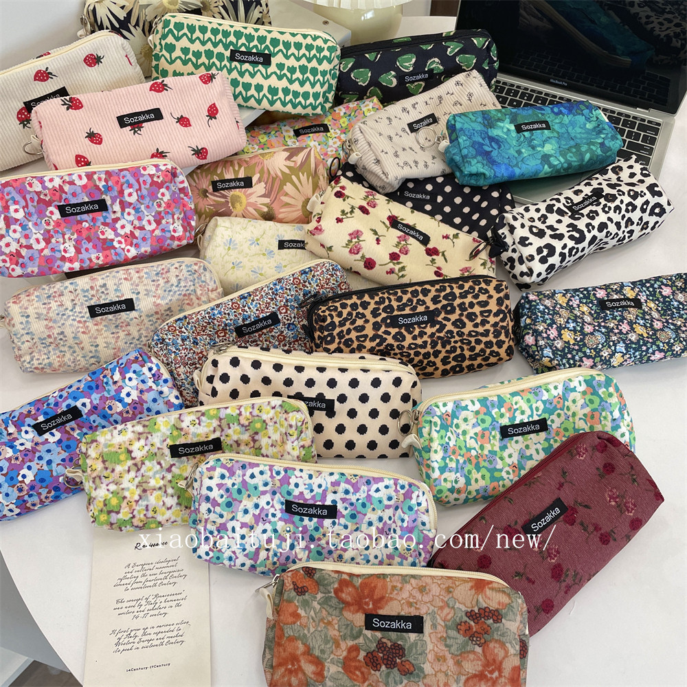 小白兔几 新款复古碎花文具盒大容量学生上课随身收纳笔袋化妆包,文具电教/文化用品/商务用品,笔袋,淘宝优惠券,粉丝福利购,淘宝优惠卷