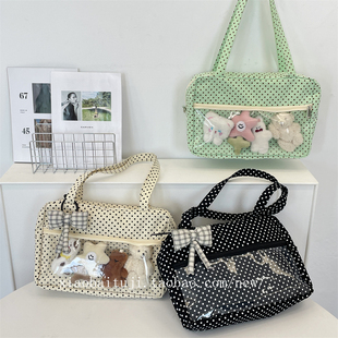 小白兔几  二次元日系痛包单肩上课包通用帆布包双层透明女托特包